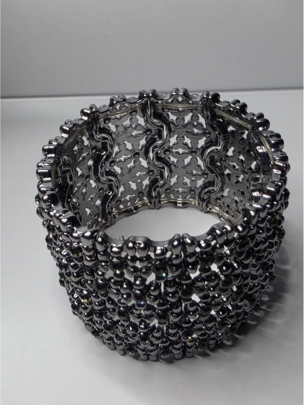 Multilayer Rhinestone Stretch Cuff Bracelet for Women